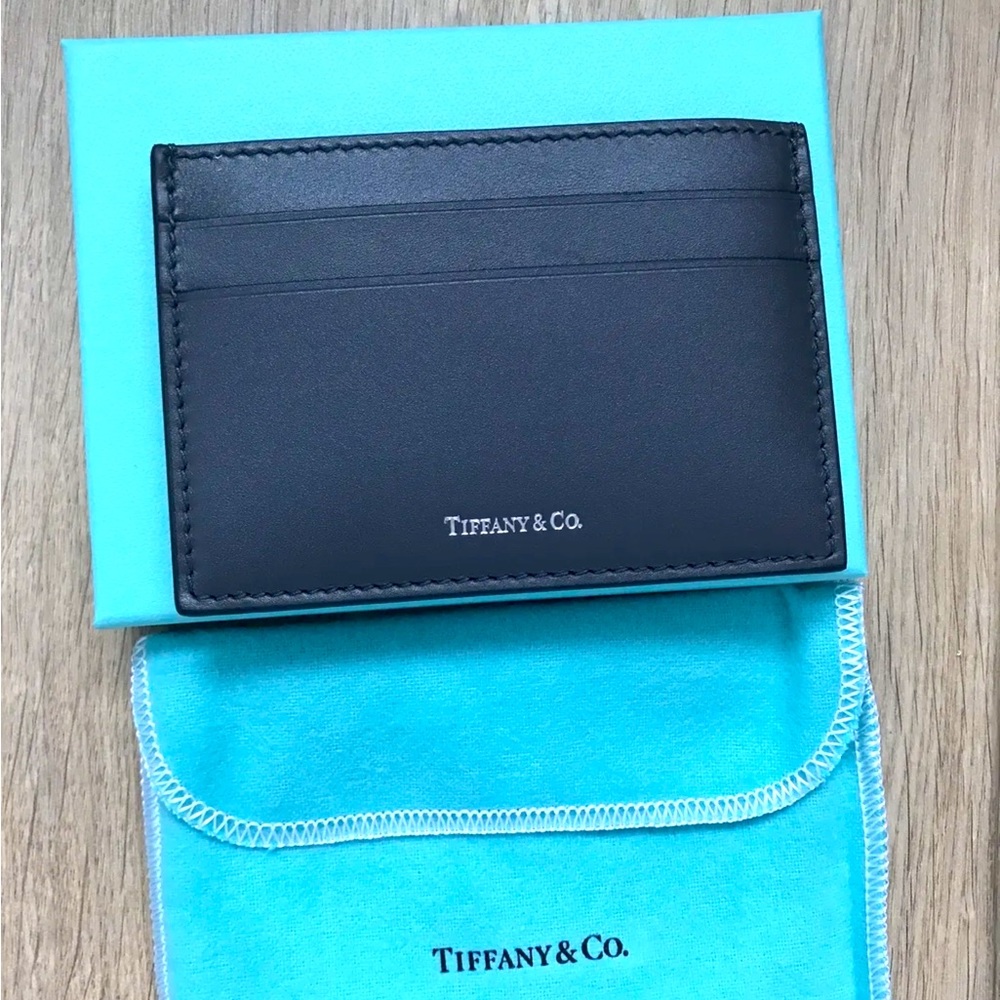 BNIB Rare Brand New! Tiffany & Co. Calfskin Leather Logo Card Holder Case Unisex - Picture 5 of 11